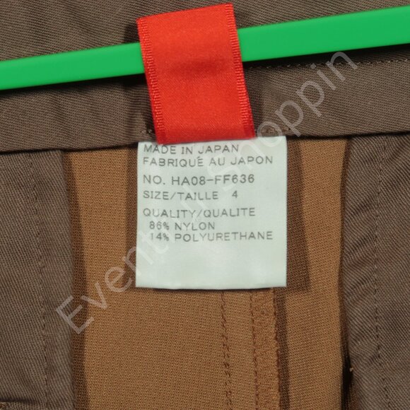 Issey Miyake Heart Haat Pants Womens 4 Brown Loose Straight Stretch Trousers - Picture 7 of 9